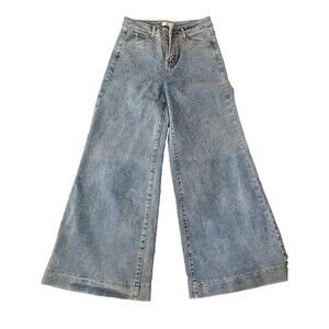 AZ Barrel Leg Blue Jeans With Rhinestones Size XXL